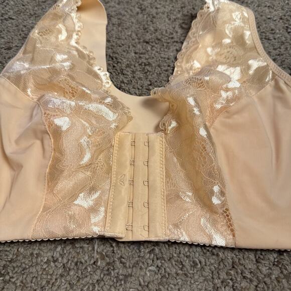 Swbreety 42/95 Smoothing Nude Wireless Padded Size Minimizer Bra Lace Lined - Picture 3 of 9
